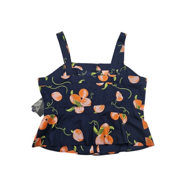 NWT Women's - Modcloth Navy Blue Practice What You Peach Peplum Tank, Size XL - Picture 9 of 9